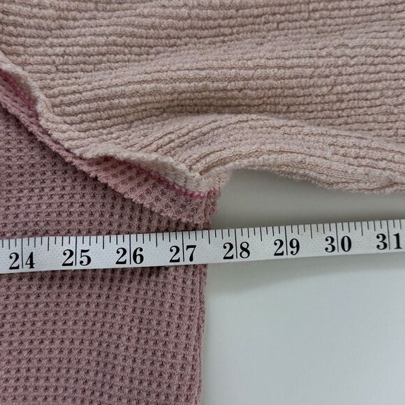 POL Mixed Fabric Hooded Button Down Shacket in Pink/Beige Sz L - Picture 12 of 13